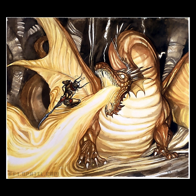 ドラゴンとの戦い ─ FF1：天野喜孝氏のコンセプトアート ／ FF1・ファイナルファンタジー1 完全攻略